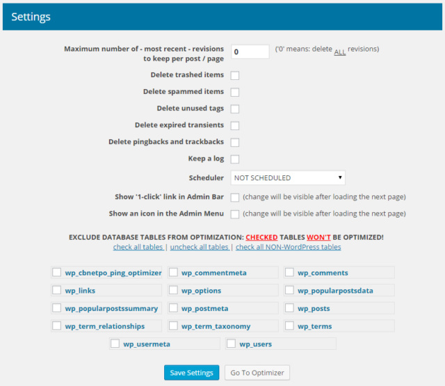 Optimize Database after Deleting Revisions 設定