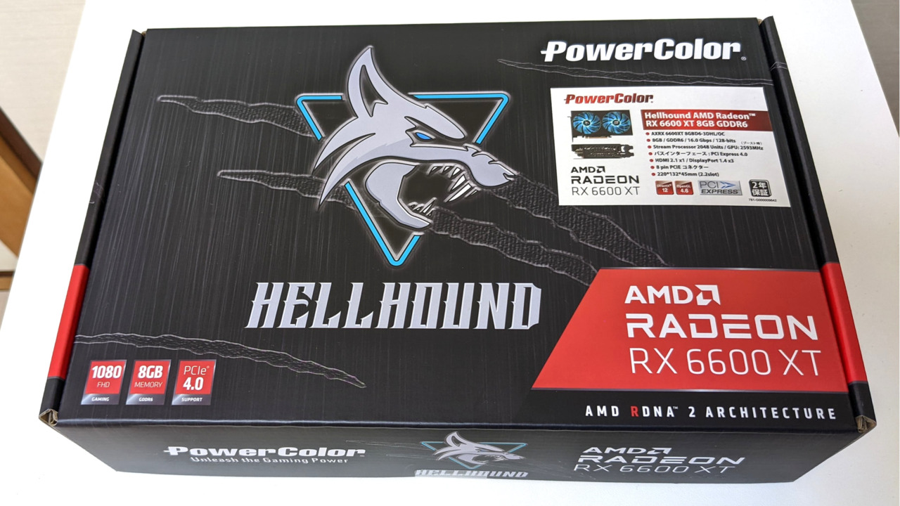 グラボRadeon RX6600XT[PowerColor Hellhound]を購入。RX480から2倍以上の性能UP！値段も2倍…